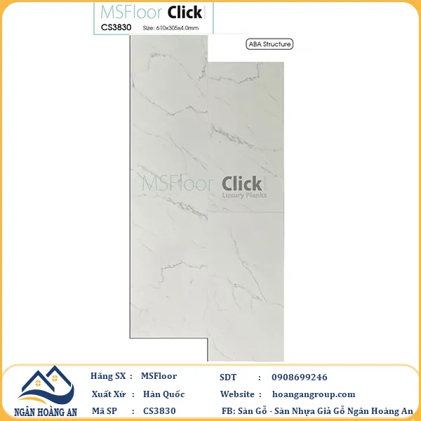 Sàn Nhựa Hèm Khoá Giả Đá MSFloor CS3830